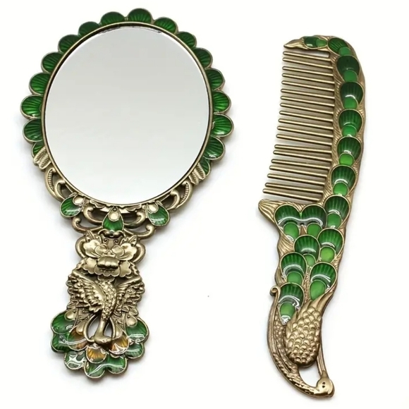 NWT Peacock Mirror & Comb Set - Picture 2 of 4